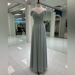 Elegant Off-Shoulder Sea Glass Dress